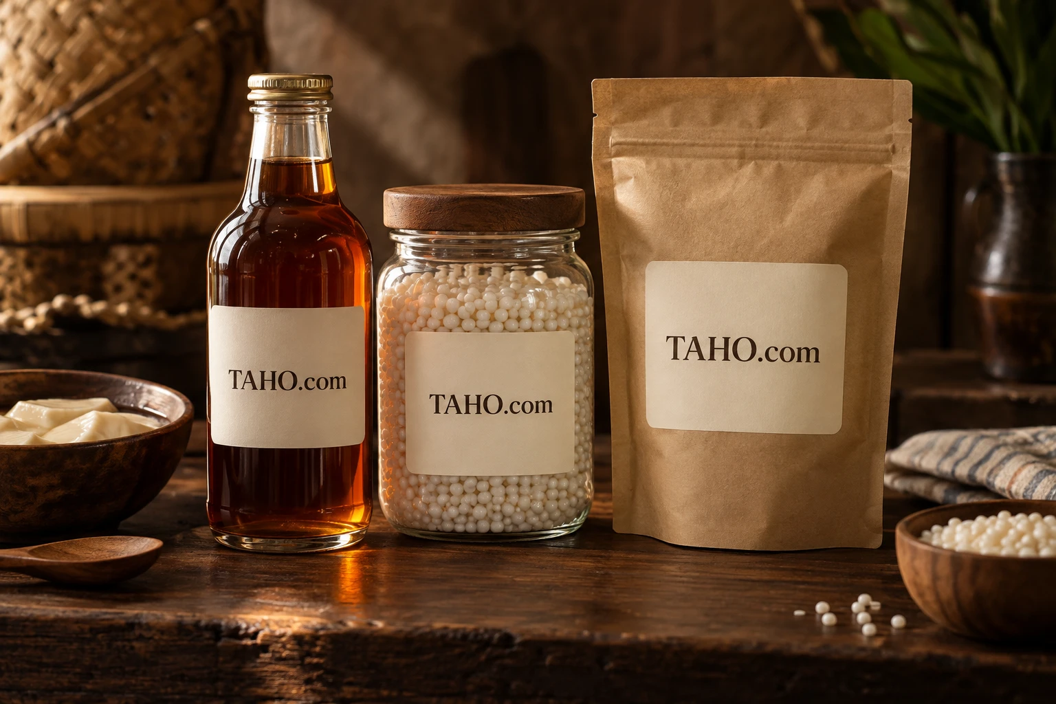 A three-product collection with a clear place on the shelf and in the kitchen.